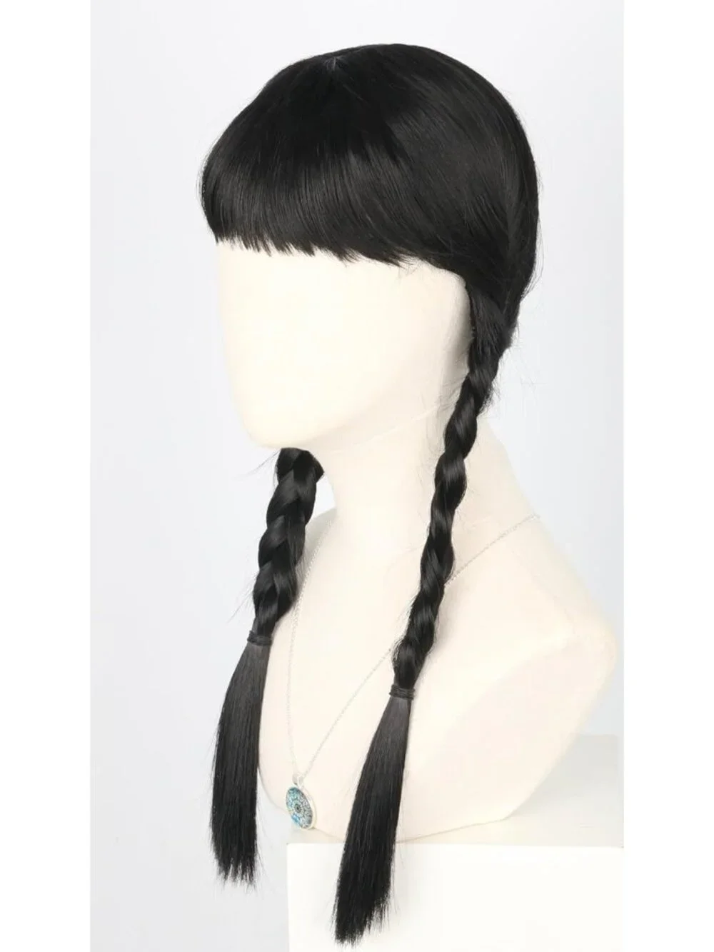 Women's Black Short Cosplay Halloween Costume Wig With Necklace Earrings